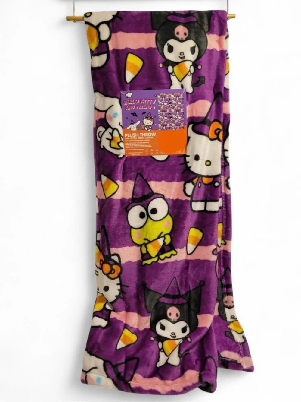 Sanrio Hello Kitty & Friends Kuromi Keroppi Purple Halloween Blanket